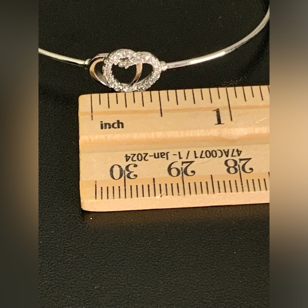 14K Gold Plated Crystal CZ Hearts Cuff Bracelet ( adjustable ) - Picture 8 of 8